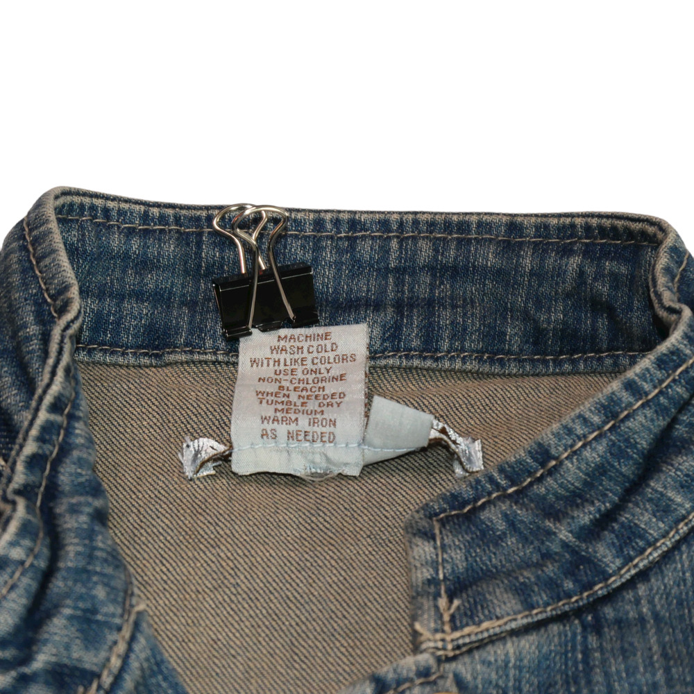 AMI Distressed Denim Trucker Jacket Women Small Blue Vintage Inspired Streetwear - Picture 5 of 6